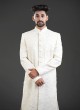 Exquisite Cream Georgette Embroidered Sherwani